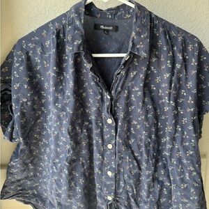 Midwest Navy Floral Button-Up Shirt